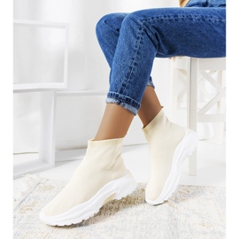 Scarpe da ginnastica alte beige 1