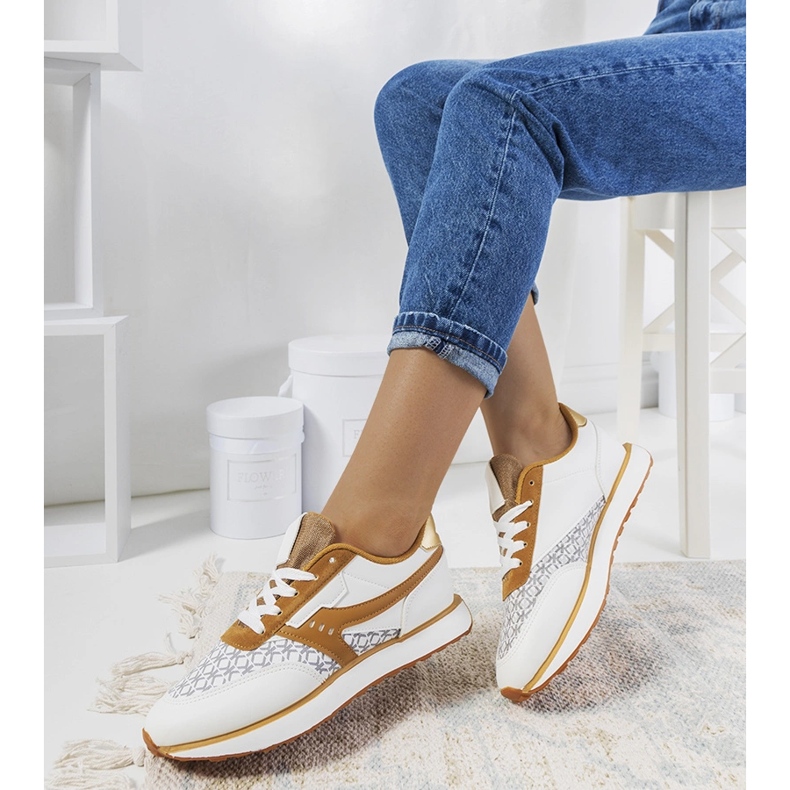 Sneakers Chiara da donna bianche e marroni bianco 1