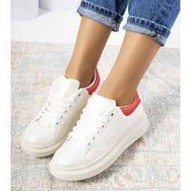 Sneakers Neera da donna bianche perlate bianco rosso 1