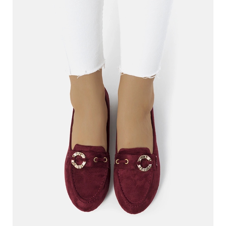 Mocassini da donna bordeaux di Leila rosso 1