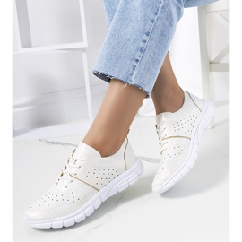 Scarpe da ginnastica olografiche bianche Enid beige 1