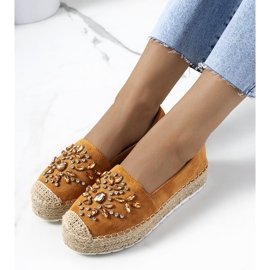 Espadrillas marroni con zirconi Leer marrone giallo 1
