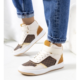 Sneakers beige alte alla caviglia di Emmers bianco marrone d'oro giallo 1