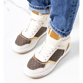 Sneakers beige alte alla caviglia di Emmers bianca marrone d'oro giallo 2