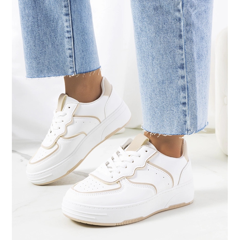 Sneakers Bieke da donna bianche e beige 1