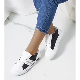Sneakers nere con borchie Luus bianco nero argento 1