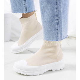 Sneakers beige Miki alla caviglia 1