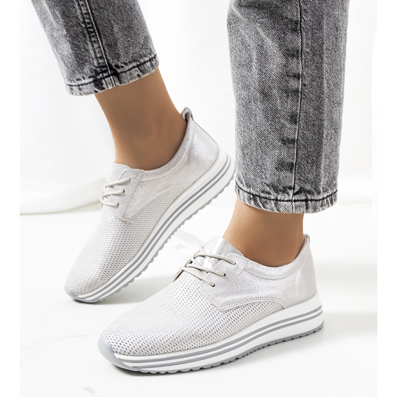 Sneakers Serra in pelle argento 1