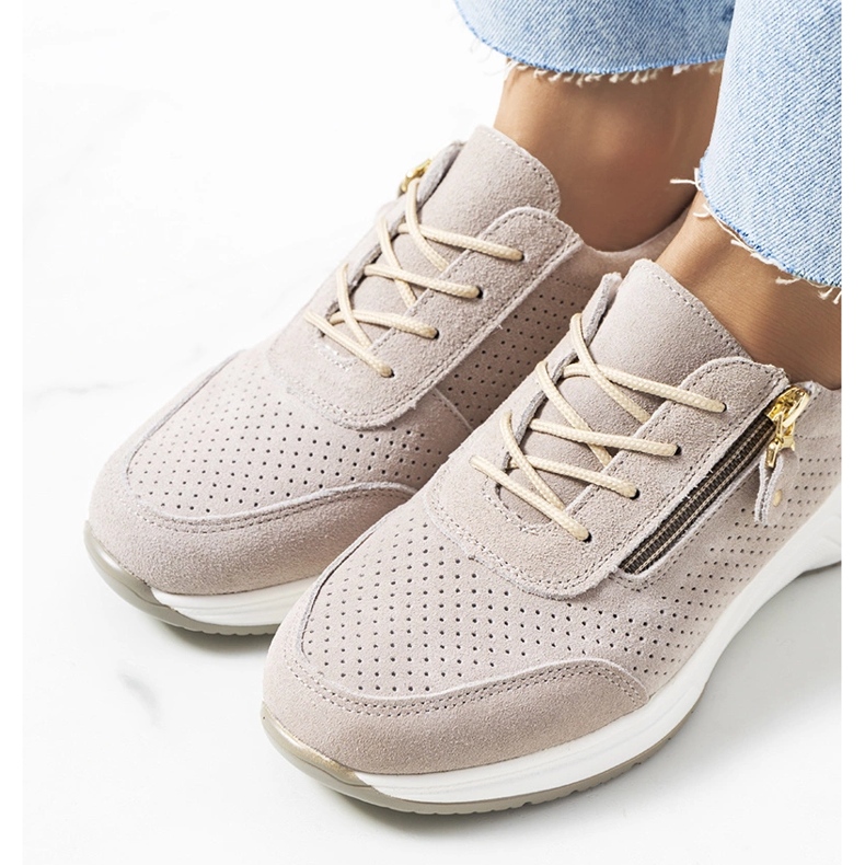 Sneakers Zakiya in pelle beige 1