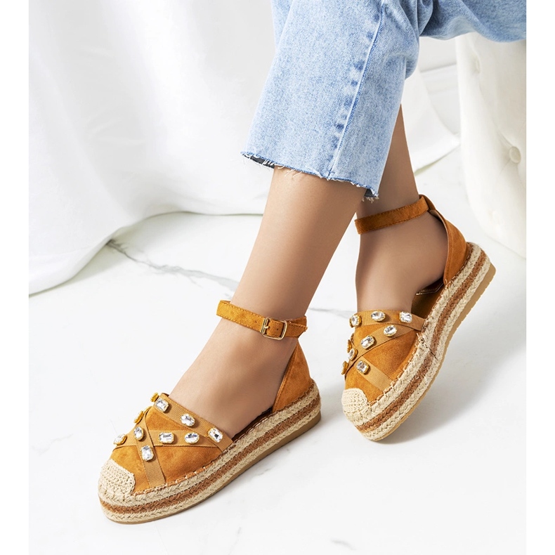 Espadrillas marroni con zirconi Dide marrone 1