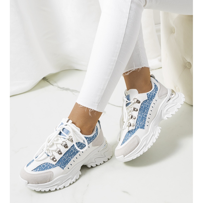 Sneakers da donna bianche e blu di Remmers bianca 1