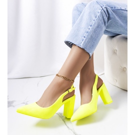 Décolleté Leest giallo neon con tacco aperto 1