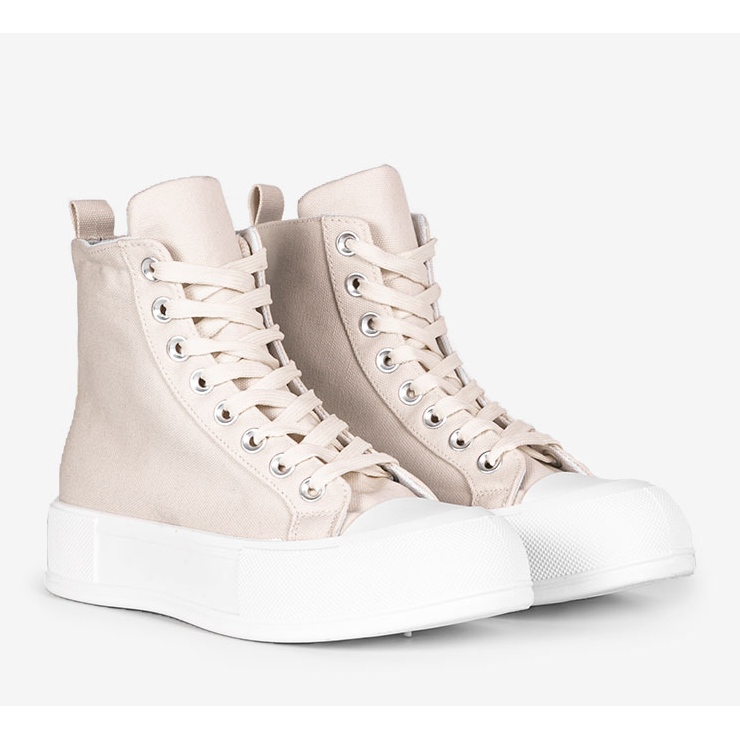 Sneakers beige su suole alte Natasha 1