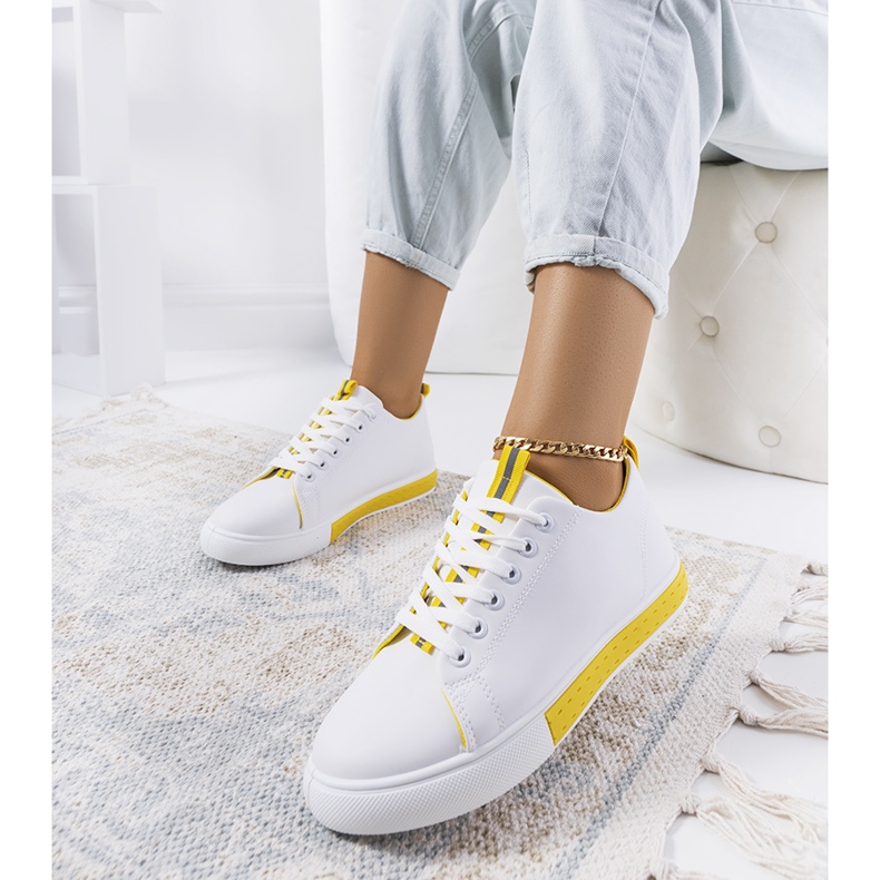 Sneakers Lintula da donna bianche bianca giallo 2