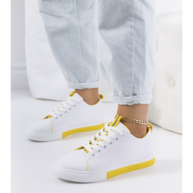 Sneakers Lintula da donna bianche bianca giallo 1