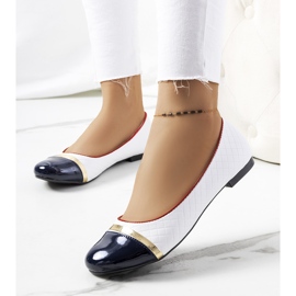 Ballerine bianche da donna Petra bianco blu navy 1