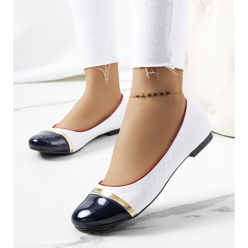 Ballerine bianche da donna Petra bianco blu navy 1
