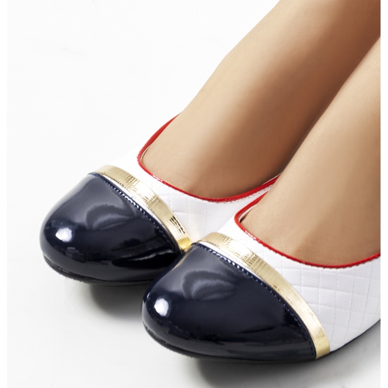 Ballerine bianche da donna Petra bianco blu navy 2