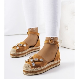 Espadrillas marroni con zirconi Taimi marrone 1