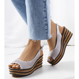 Espadrillas beige sulla zeppa Alton d'argento 1