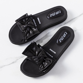 BM Ciabatte nere con fiocco lucido Sora nero 1
