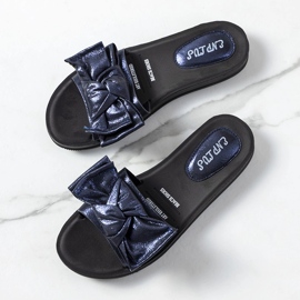Ciabatte blu navy con fiocco lucido Sora 1