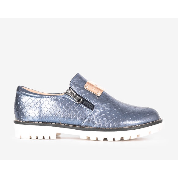 Scarpe stringate bambino Virton blu metallizzato 1