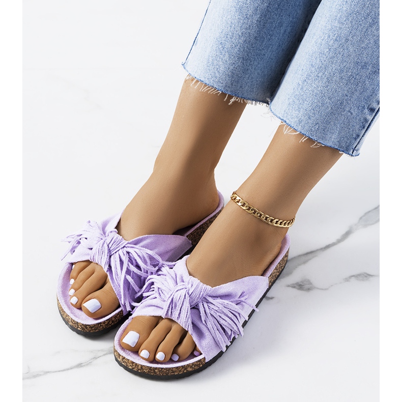 Pantofole con frange Purple Ladies viola 1