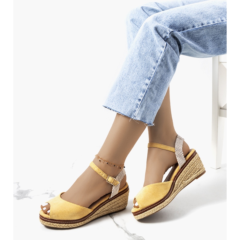 Espadrillas gialle sulla zeppa Heis giallo 1