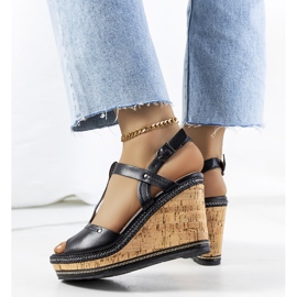 Sandali neri con zeppa di Alannah nero 1