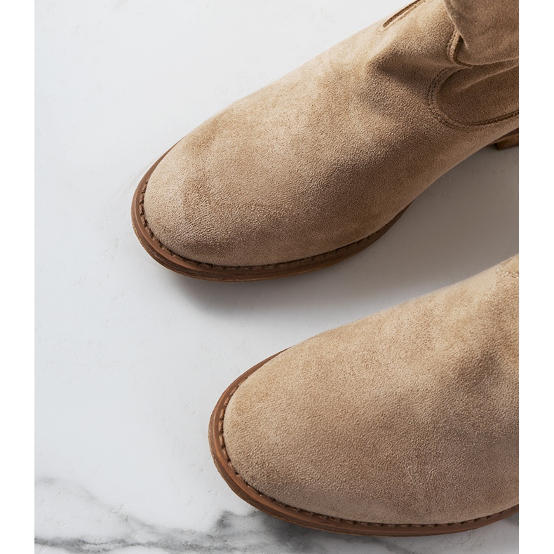 Stivaletti Zoki beige con zeppa rivestita 1