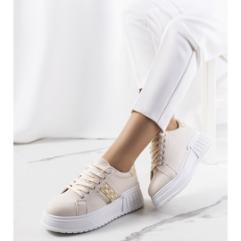 PA1 Sneakers beige sulla piattaforma Kamil d'oro 1