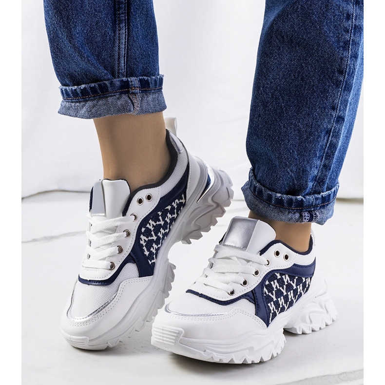 Sneakers da donna bianche e blu navy Florival bianca 1