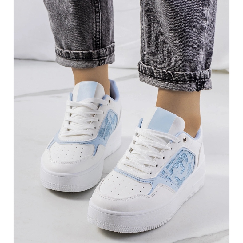 Sneakers blu sulla piattaforma Coronel bianco 1