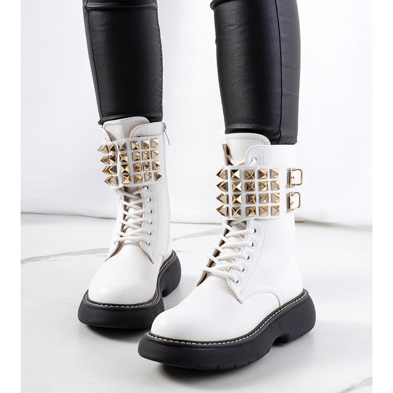 Stivali bianchi con borchie Lacer bianca 1