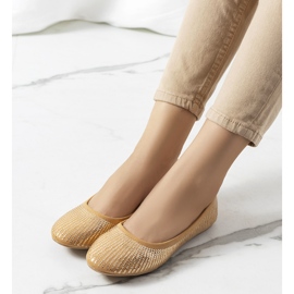 PA1 Ballerine Hirane con paillettes marroni beige d'oro 1