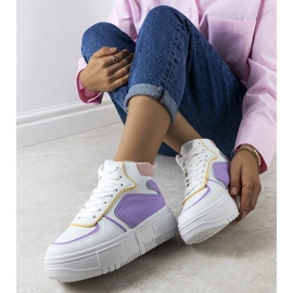 Sneakers alla caviglia Zetta bianche e viola bianca 1