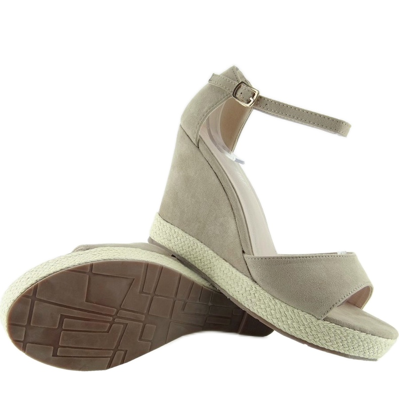 Sandali con zeppa, corda di lino Albicocca marrone 1