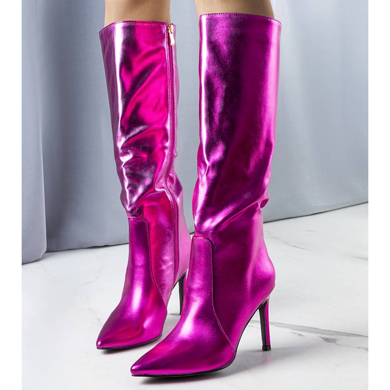 BM Stivali con tacco alto rosa fluo di Jaylin 1