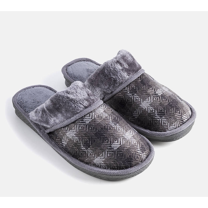Pantofole grigie da uomo Mirem grigio 1