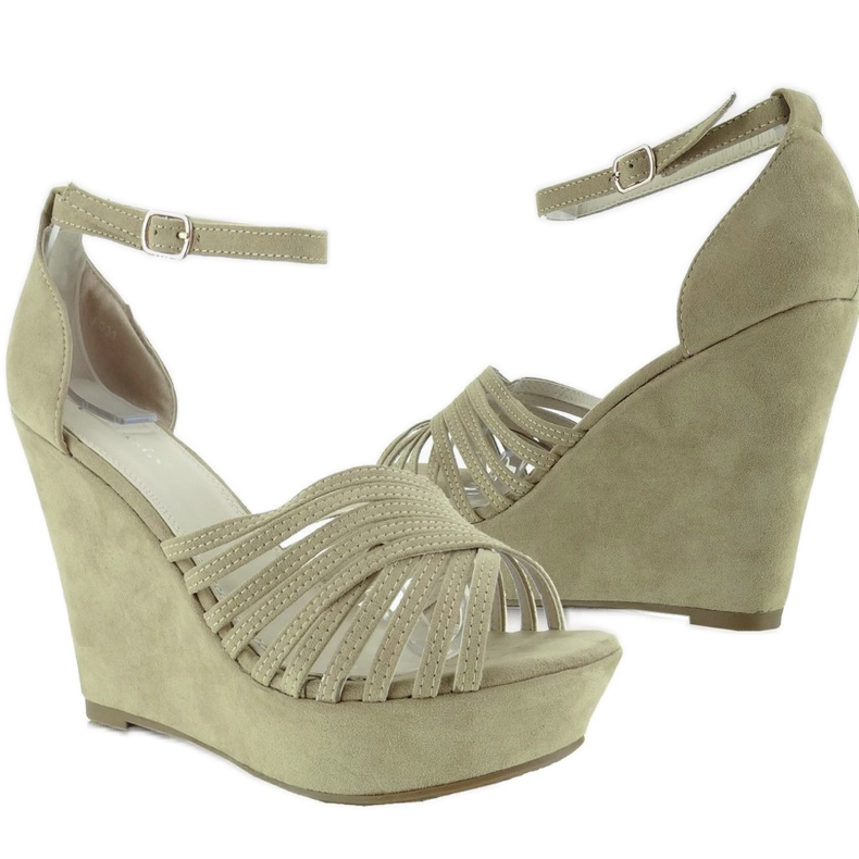 Décolleté con zeppa in suede F031 Beige 1