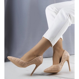 Lore tacco alto trapuntato beige 1