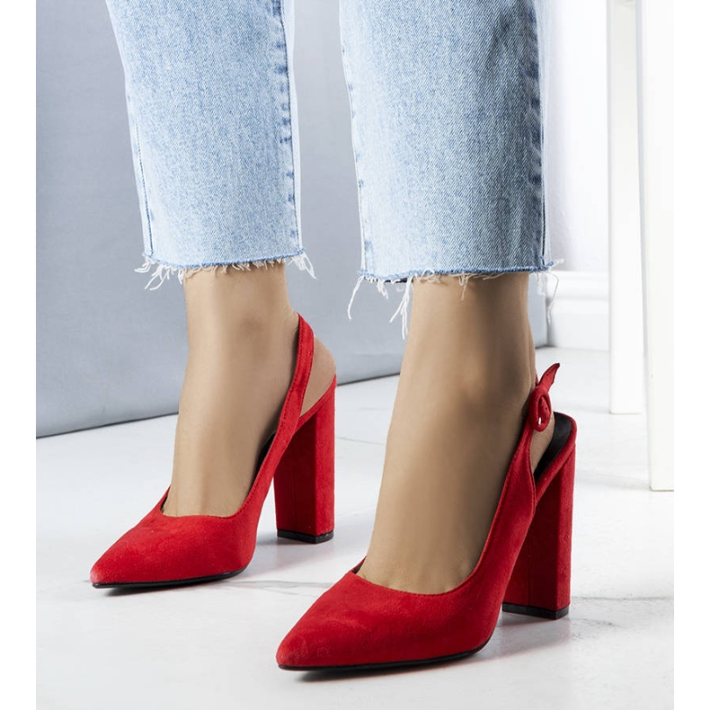 Décolleté rosse con tacco aperto rosso 1