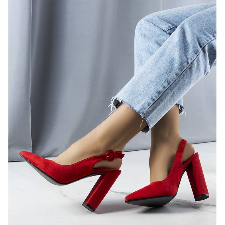 Décolleté rosse con tacco aperto rosso 2