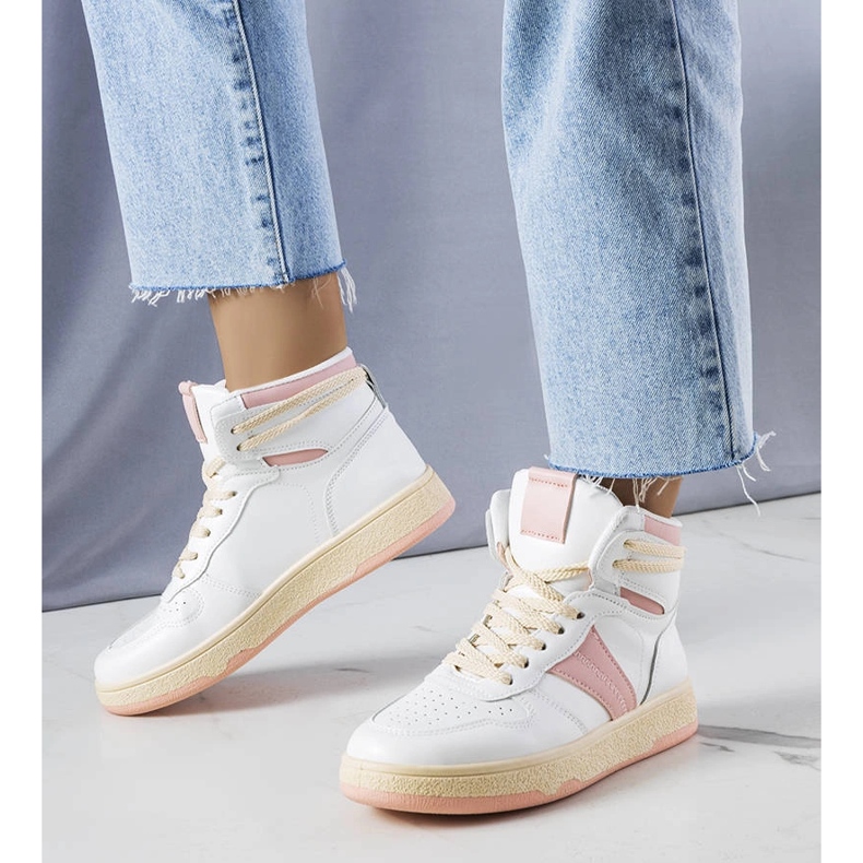 Sneakers alte rosa di Robin bianco 1