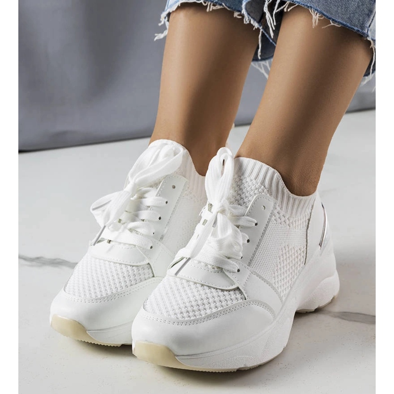 Sneakers con zeppa Ann bianche bianco 1
