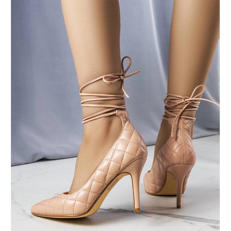 Tacchi allacciati trapuntati rosa rosa 1