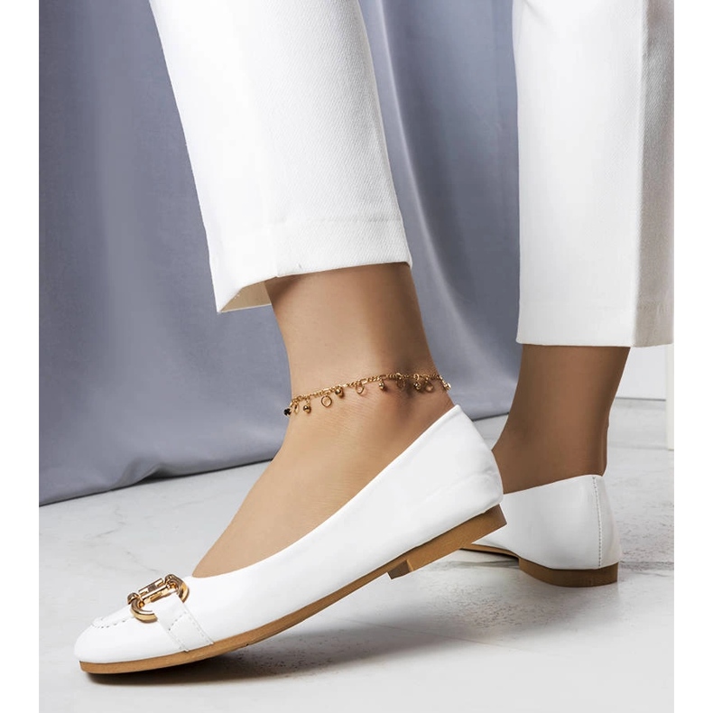 Ballerine bianche con decoro Iris oro bianca 1