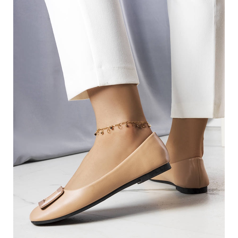 Ballerine marroni con fibbia Sheller beige 1