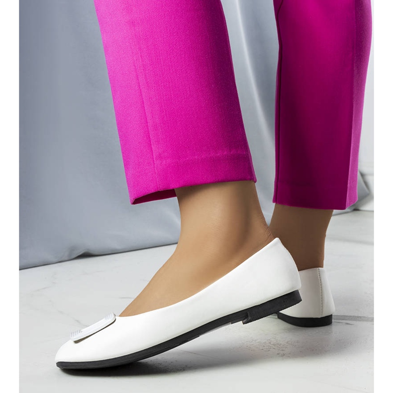 Ballerine bianche con fibbia Sheller bianco 1
